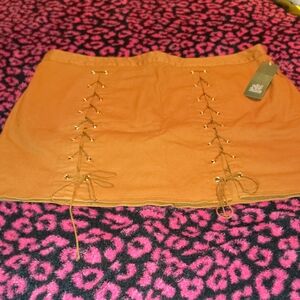 wild fable Rust Lace-Up Mini Skirt